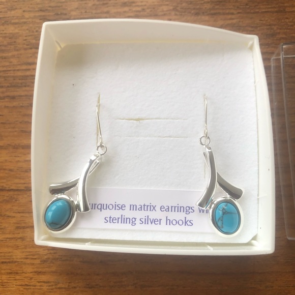 Turquoise and silver earrings - Picture 1 of 4